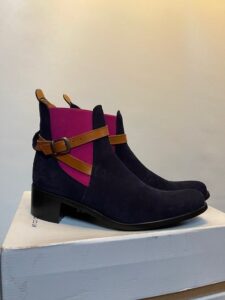 Suede Navy \Pink short boots